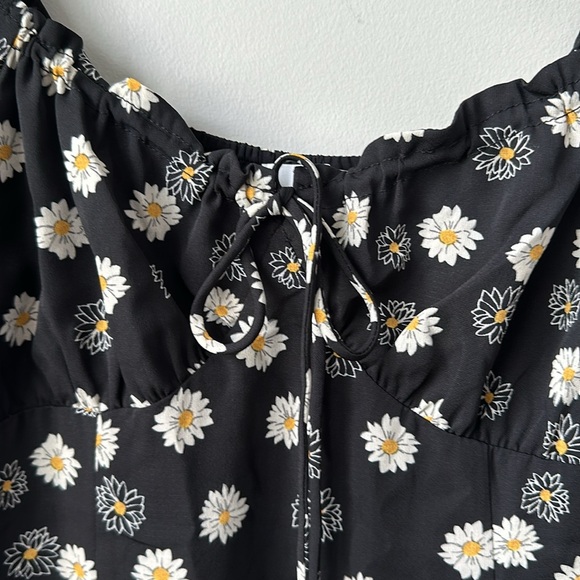 NWT BP Babydoll Mini Dress Puff Sleeve Sunflower 90's S - Picture 2 of 7